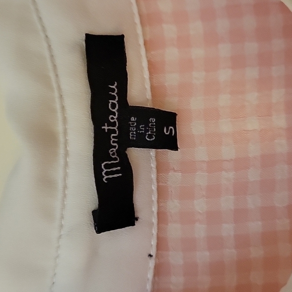 MONTEAU Anthropologie Gingham Sheer Button Down High-Low Sleeveless Blouse - Picture 8 of 10